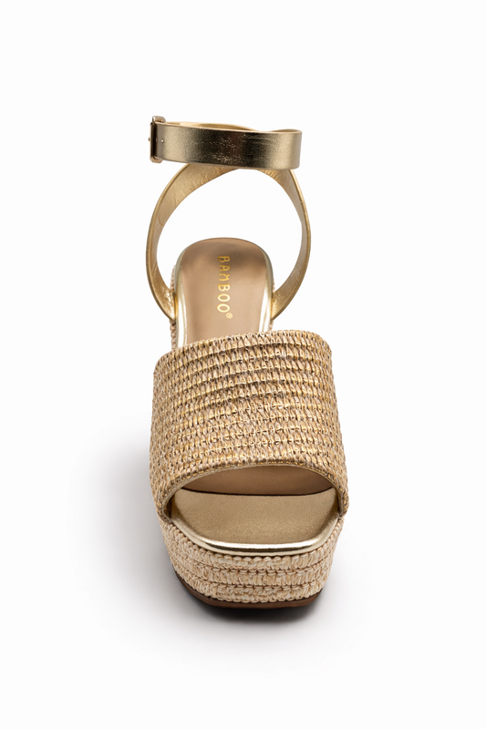 Bamboo Attire Women's Gold Wedge Sandal