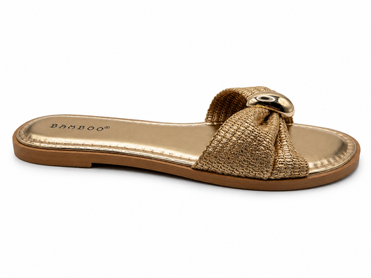 Bamboo Lead 25 Gold Raffia Women's Sandal