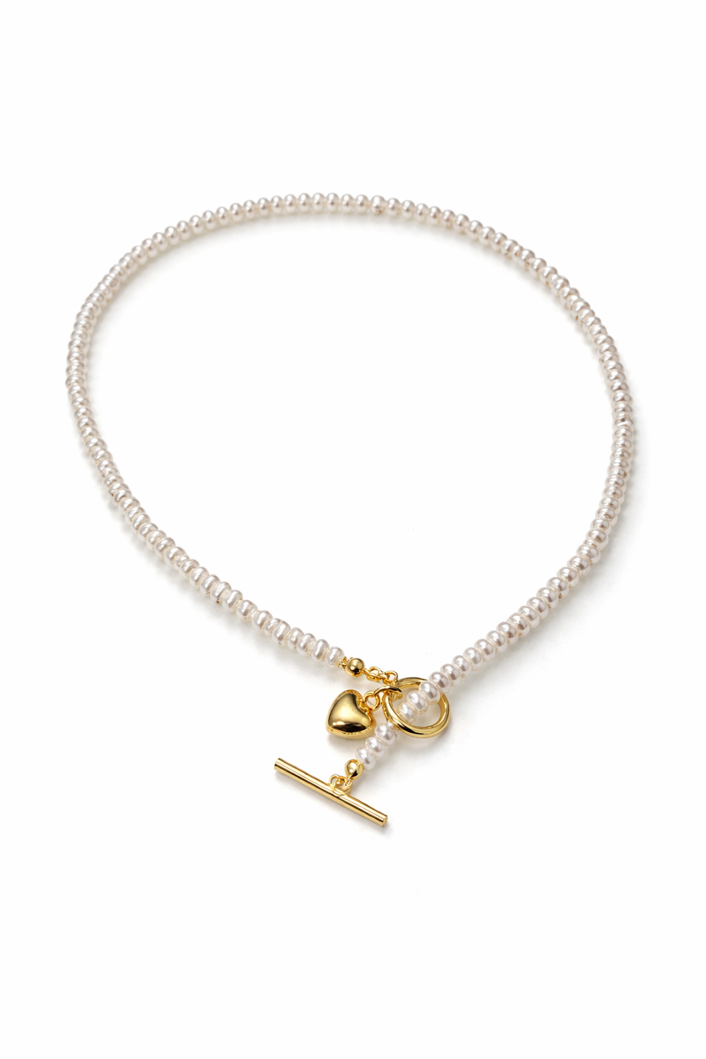Pearl Heart Toggle Necklace