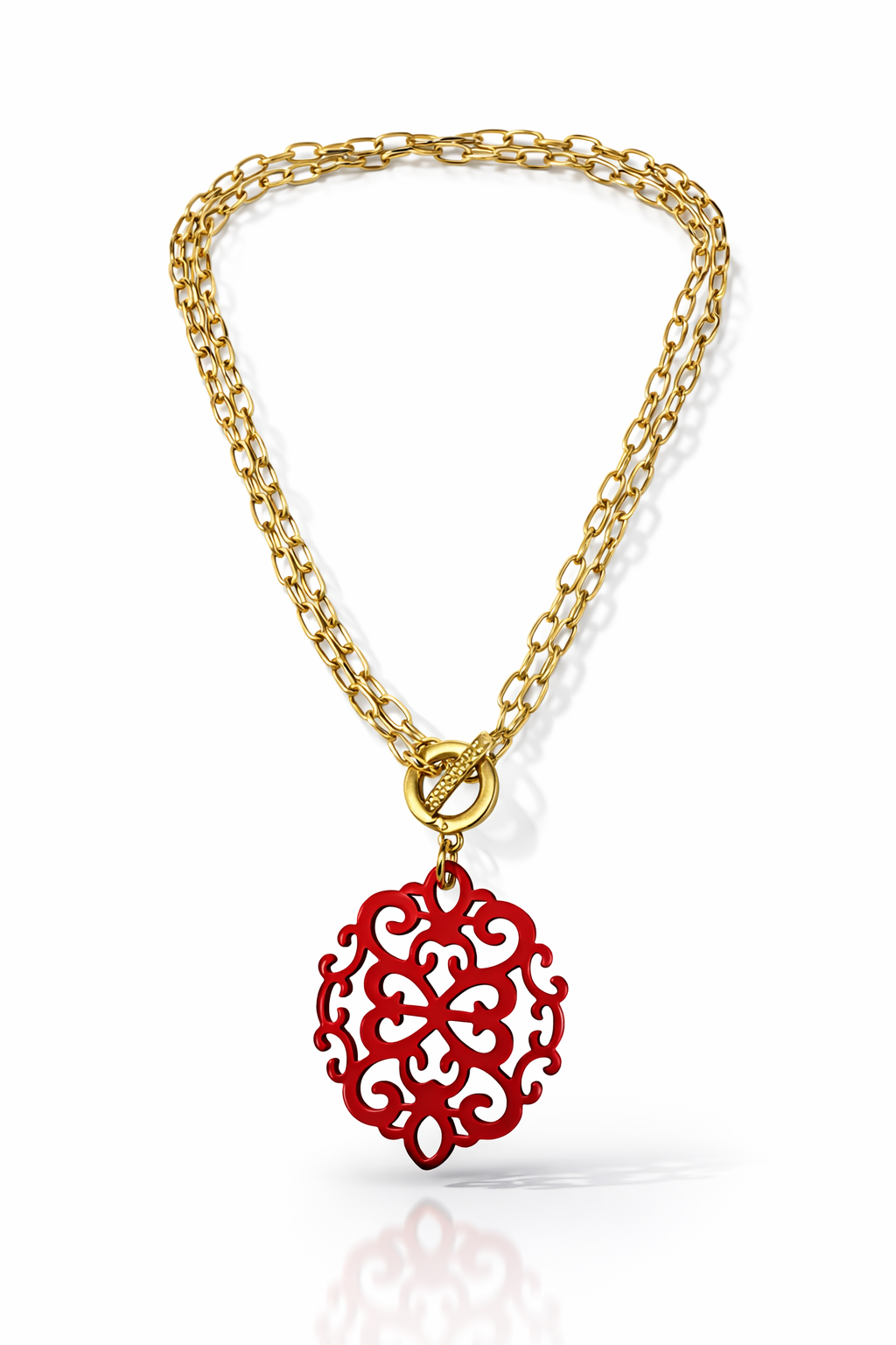 Red Statement Toggle Necklace