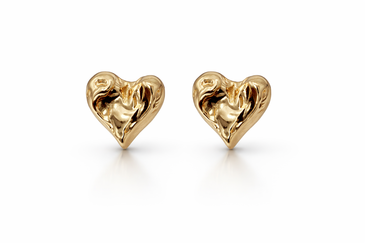 Textured Gold Heart Earrings