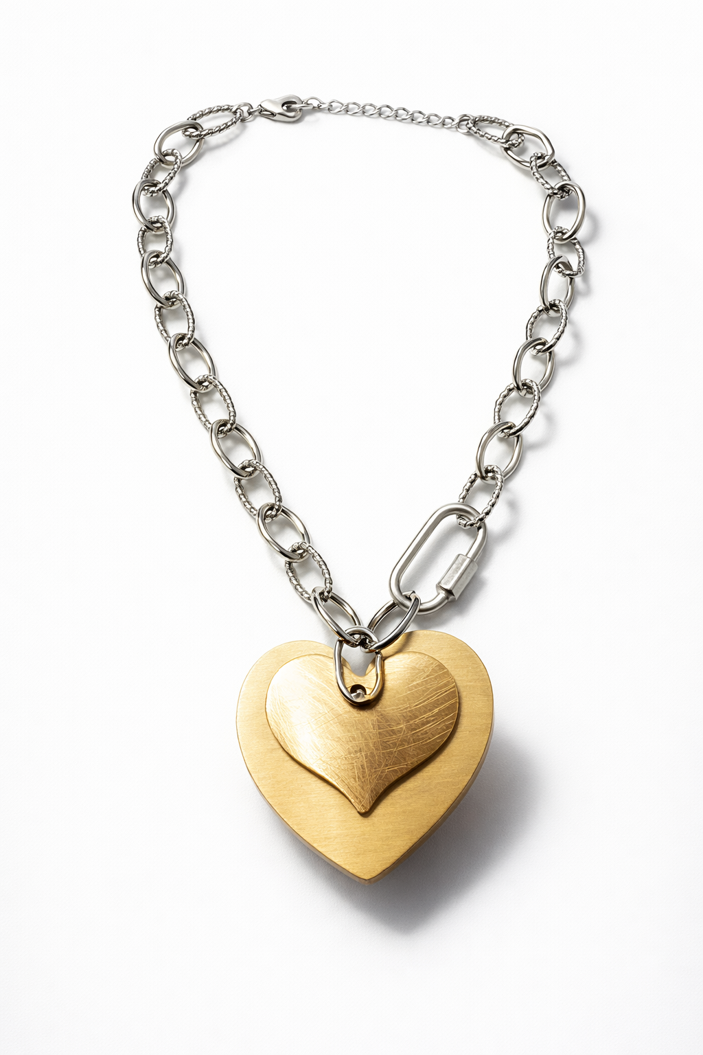 Wooden Heart Silver Chain Women's Necklace
