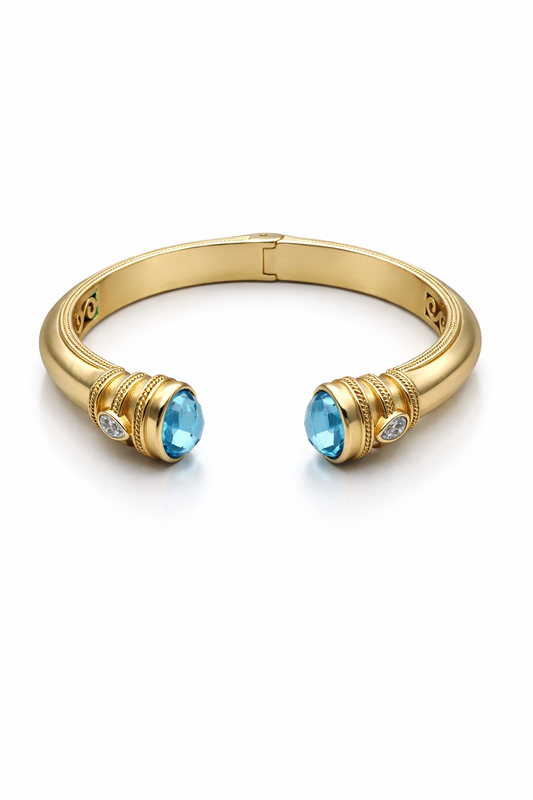 Washed Gold Diamond Accent Women's Bangle