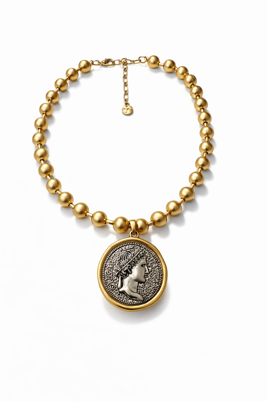 Washed Gold Caesar Coin Women's Necklace