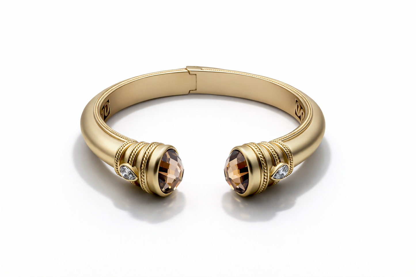Washed Gold Diamond Accent Women's Bangle