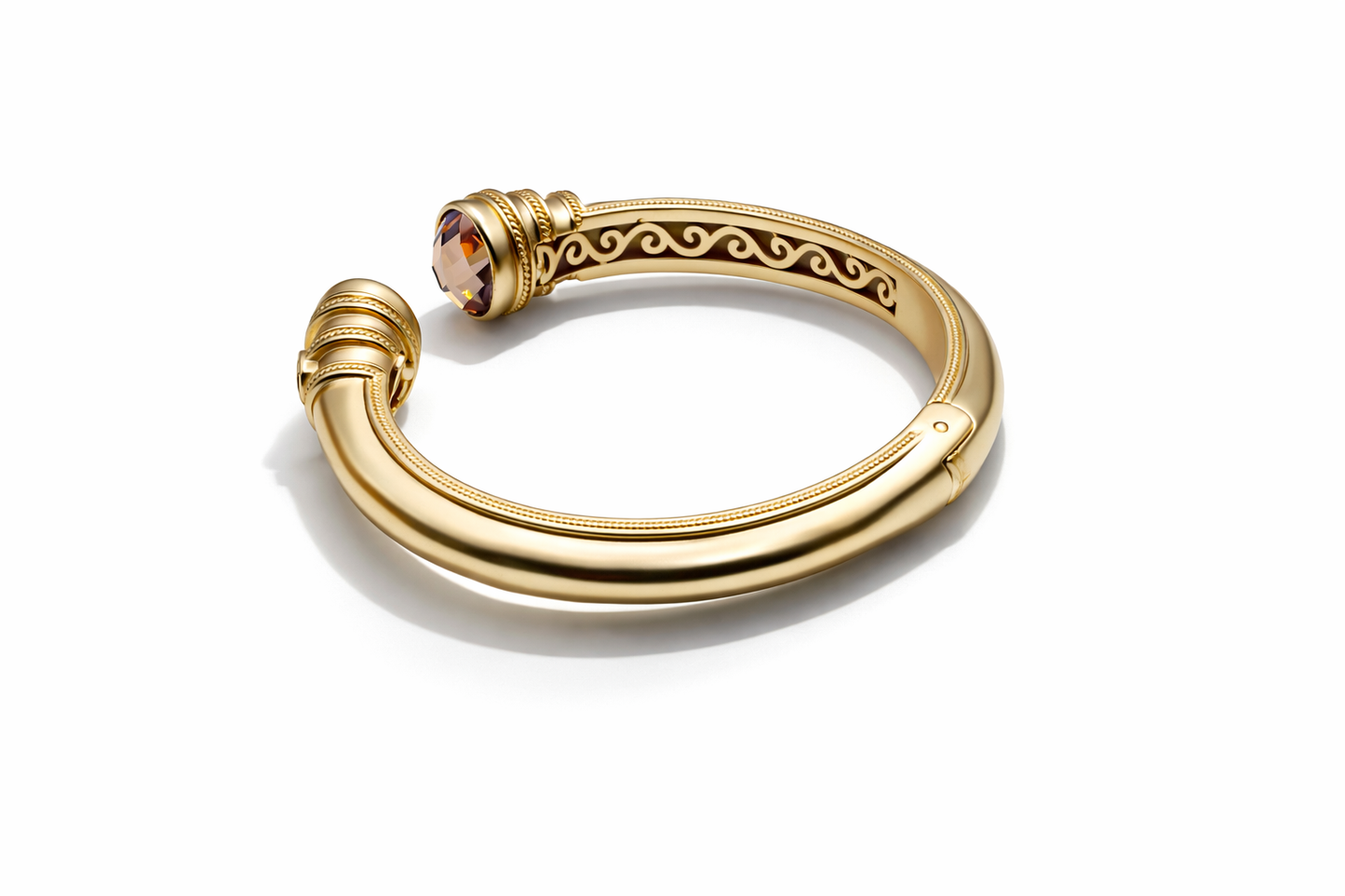 Washed Gold Diamond Accent Women's Bangle